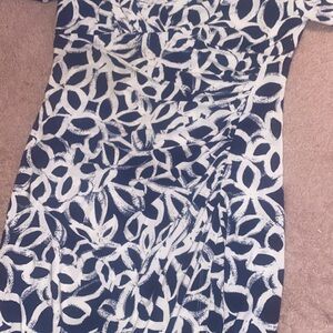 Polo by Ralph Lauren Navy and White Printed Wrap-Style Dress